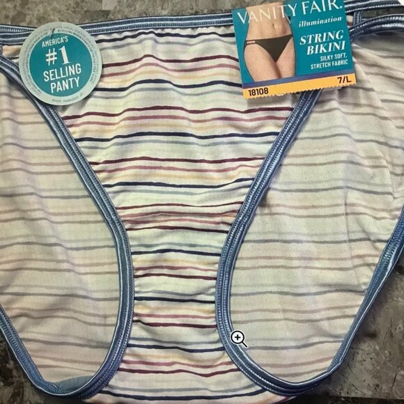 Vanity Fair Cabana Stripe Print Bikini Panty, size 7L, NWT - Picture 1 of 3